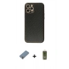 MARSİLYAN™- iPhone 12 Pro Max Kılıf Ahenk Işık - Siyah Joko Magic 5D Hayalet Cam + Gümüş Metal Kamera Lens Koruma Cam