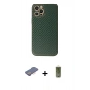 MARSİLYAN™- iPhone 12 Pro Max Kılıf Ahenk Işık - Siyah Joko Magic 5D Hayalet Cam + Renkli Kamera Lens Koruma Cam - PE