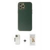 MARSİLYAN™- iPhone 12 Pro Max Kılıf Ahenk Işık - Siyah Mat Seramik Nano Ekran Koruyucu + Shine Kamera Lens - GD