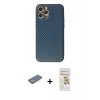 MARSİLYAN™- iPhone 12 Pro Max Kılıf Ahenk Işık - Siyah Mat Seramik Nano Ekran Koruyucu + Renkli Kamera Lens Koruma Cam - SI