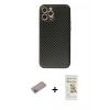 MARSİLYAN™- iPhone 12 Pro Max Kılıf Ahenk Işık - Siyah Mat Seramik Nano Ekran Koruyucu + Shine Kamera Lens Koruma Cam - SABE