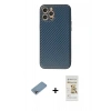MARSİLYAN™- iPhone 12 Pro Max Kılıf Ahenk Işık - Siyah Mat Seramik Nano Ekran Koruyucu + Shine Kamera Lens Koruma Cam - GI