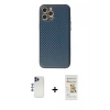 MARSİLYAN™- iPhone 12 Pro Max Kılıf Ahenk Işık - Siyah Mat Seramik Nano Ekran Koruyucu + Shine Kamera Lens - LT