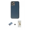 MARSİLYAN™- iPhone 12 Pro Max Kılıf Ahenk Işık - Siyah Mat Seramik Nano Ekran Koruyucu + Shine Kamera Lens Koruma Cam - PE