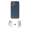 MARSİLYAN™- iPhone 12 Pro Max Kılıf Ahenk Işık - Siyah Mat Seramik Nano Ekran Koruyucu + Shine Kamera Lens - GD