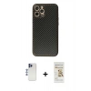 MARSİLYAN™- iPhone 12 Pro Max Kılıf Ahenk Işık - Siyah Mat Seramik Nano Ekran Koruyucu + Shine Kamera Lens - LT