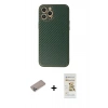 MARSİLYAN™- iPhone 12 Pro Max Kılıf Ahenk Işık - Siyah Mat Seramik Nano Ekran Koruyucu + Shine Kamera Lens Koruma Cam - SABE