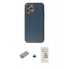 MARSİLYAN™- iPhone 12 Pro Max Kılıf Ahenk Işık - Siyah Mat Seramik Nano Ekran Koruyucu + Shine Kamera Lens Koruma Cam - SABE