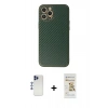 MARSİLYAN™- iPhone 12 Pro Max Kılıf Ahenk Işık - Siyah Mat Seramik Nano Ekran Koruyucu + Shine Kamera Lens - LT