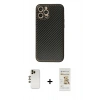MARSİLYAN™- iPhone 12 Pro Max Kılıf Ahenk Işık - Siyah Mat Seramik Nano Ekran Koruyucu + Shine Kamera Lens - GD