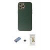 MARSİLYAN™- iPhone 12 Pro Max Kılıf Ahenk Işık - Siyah Mat Seramik Nano Ekran Koruyucu + Shine Kamera Lens Koruma Cam - PE