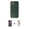 MARSİLYAN™- iPhone 12 Pro Max Kılıf Ahenk Işık - Siyah Mat Seramik Nano Ekran Koruyucu + Neon Fosforlu Kamera Lens - TU
