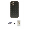 MARSİLYAN™- iPhone 12 Pro Max Kılıf Ahenk Işık - Siyah Mat Seramik Nano Ekran Koruyucu + Renkli Kamera Lens Koruma Cam - TU