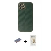 MARSİLYAN™- iPhone 12 Pro Max Kılıf Ahenk Işık - Siyah Mat Seramik Nano Ekran Koruyucu + Renkli Kamera Lens Koruma Cam - TU