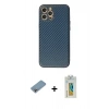 MARSİLYAN™- iPhone 12 Pro Max Kılıf Ahenk Işık - Siyah Polymer Nano Ekran Koruyucu + Shine Kamera Lens Koruma Cam - GI