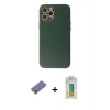 MARSİLYAN™- iPhone 12 Pro Max Kılıf Ahenk Işık - Siyah Polymer Nano Ekran Koruyucu + Gold Metal Kamera Lens Koruma Cam