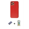 MARSİLYAN™- iPhone 12 Pro Max Kılıf Ahenk Işık - Siyah Polymer Nano Ekran Koruyucu + Gold Metal Kamera Lens Koruma Cam