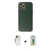 MARSİLYAN™- iPhone 12 Pro Max Kılıf Ahenk Işık - Siyah Polymer Nano Ekran Koruyucu + Gold Shine Kamera Lens
