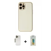 MARSİLYAN™- iPhone 12 Pro Max Kılıf Ahenk Işık - Siyah Polymer Nano Ekran Koruyucu + Gold Shine Kamera Lens