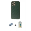 MARSİLYAN™- iPhone 12 Pro Max Kılıf Ahenk Işık - Siyah Polymer Nano Ekran Koruyucu + Shine Kamera Lens Koruma Cam - GS