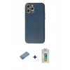 MARSİLYAN™- iPhone 12 Pro Max Kılıf Ahenk Işık - Siyah Polymer Nano Ekran Koruyucu + Shine Kamera Lens Koruma Cam - GS