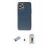 MARSİLYAN™- iPhone 12 Pro Max Kılıf Ahenk Işık - Siyah Polymer Nano Ekran Koruyucu + Shine Kamera Lens Koruma Cam - MI