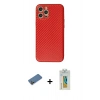 MARSİLYAN™- iPhone 12 Pro Max Kılıf Ahenk Işık - Siyah Polymer Nano Ekran Koruyucu + Shine Kamera Lens Koruma Cam - GD