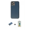 MARSİLYAN™- iPhone 12 Pro Max Kılıf Ahenk Işık - Siyah Polymer Nano Ekran Koruyucu + Shine Kamera Lens Koruma Cam - GD