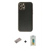 MARSİLYAN™- iPhone 12 Pro Max Kılıf Ahenk Işık - Siyah Polymer Nano Ekran Koruyucu + Shine Kamera Lens Koruma Cam - SABE
