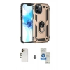MARSİLYAN™- iPhone 12 Pro Max Kılıf Ahenk Klasik Koleksiyonu - Şeffaf Royal Nano Ekran Koruyucu + Shine Kamera Lens - GD