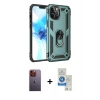 MARSİLYAN™- iPhone 12 Pro Max Kılıf Ahenk Klasik Koleksiyonu - Şeffaf Royal Nano Ekran Koruyucu + Neon Fosforlu Kamera Lens - TU