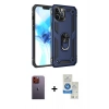 MARSİLYAN™- iPhone 12 Pro Max Kılıf Ahenk Klasik Koleksiyonu - Şeffaf Royal Nano Ekran Koruyucu + Neon Fosforlu Kamera Lens - TU