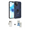 MARSİLYAN™- iPhone 12 Pro Max Kılıf Ahenk Klasik Koleksiyonu - Şeffaf Royal Nano Ekran Koruyucu + Shine Kamera Lens - GD