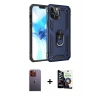 MARSİLYAN™- iPhone 12 Pro Max Kılıf Ahenk Klasik Koleksiyonu - Şeffaf Temperli Cam Ekran Koruyucu + Neon Fosforlu Kamera Lens - TU