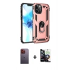 MARSİLYAN™- iPhone 12 Pro Max Kılıf Ahenk Klasik Koleksiyonu - Şeffaf Temperli Cam Ekran Koruyucu + Neon Fosforlu Kamera Lens - TU