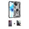 MARSİLYAN™- iPhone 12 Pro Max Kılıf Ahenk Klasik Koleksiyonu - Şeffaf Temperli Cam Ekran Koruyucu + Neon Fosforlu Kamera Lens - TU