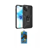 MARSİLYAN™- iPhone 12 Pro Max Kılıf Ahenk Klasik Koleksiyonu - Siyah 18D Cam Ekran Koruyucu