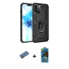 MARSİLYAN™- iPhone 12 Pro Max Kılıf Ahenk Klasik Koleksiyonu - Siyah 18D Cam Ekran Koruyucu + Shine Kamera Lens Koruma Cam - GD