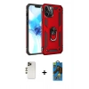 MARSİLYAN™- iPhone 12 Pro Max Kılıf Ahenk Klasik Koleksiyonu - Siyah 18D Cam Ekran Koruyucu + Gold Shine Kamera Lens