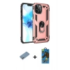 MARSİLYAN™- iPhone 12 Pro Max Kılıf Ahenk Klasik Koleksiyonu - Siyah 18D Cam Ekran Koruyucu + Shine Kamera Lens Koruma Cam - GS