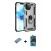 MARSİLYAN™- iPhone 12 Pro Max Kılıf Ahenk Klasik Koleksiyonu - Siyah 18D Cam Ekran Koruyucu + Shine Kamera Lens Koruma Cam - GS