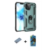 MARSİLYAN™- iPhone 12 Pro Max Kılıf Ahenk Klasik Koleksiyonu - Siyah 18D Cam Ekran Koruyucu + Shine Kamera Lens Koruma Cam - GS