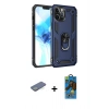 MARSİLYAN™- iPhone 12 Pro Max Kılıf Ahenk Klasik Koleksiyonu - Siyah 18D Cam Ekran Koruyucu + Renkli Kamera Lens Koruma Cam - YL