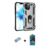MARSİLYAN™- iPhone 12 Pro Max Kılıf Ahenk Klasik Koleksiyonu - Siyah 18D Cam Ekran Koruyucu + Shine Kamera Lens Koruma Cam - MI