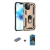 MARSİLYAN™- iPhone 12 Pro Max Kılıf Ahenk Klasik Koleksiyonu - Siyah 18D Cam Ekran Koruyucu + Renkli Kamera Lens Koruma Cam - TU