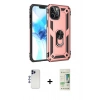 MARSİLYAN™- iPhone 12 Pro Max Kılıf Ahenk Klasik Koleksiyonu - Siyah 20D Premium Cam Ekran Koruyucu + Lacivert Shine Kamera Lens