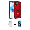 MARSİLYAN™- iPhone 12 Pro Max Kılıf Ahenk Klasik Koleksiyonu - Siyah 34D Izgaralı Cam + Lacivert Shine Kamera Lens