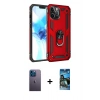 MARSİLYAN™- iPhone 12 Pro Max Kılıf Ahenk Klasik Koleksiyonu - Siyah 34D Izgaralı Cam + Neon Fosforlu Kamera Lens - MI