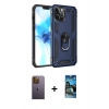 MARSİLYAN™- iPhone 12 Pro Max Kılıf Ahenk Klasik Koleksiyonu - Siyah 34D Izgaralı Cam + Neon Fosforlu Kamera Lens - SI