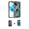 MARSİLYAN™- iPhone 12 Pro Max Kılıf Ahenk Klasik Koleksiyonu - Siyah 34D Izgaralı Cam + Neon Fosforlu Kamera Lens - MI